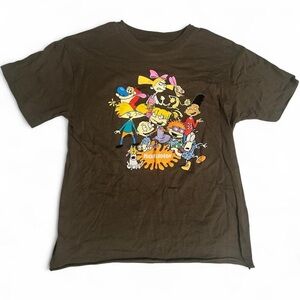 NWOT Nickelodeon Army Green Cartoon Characters T-Shirt